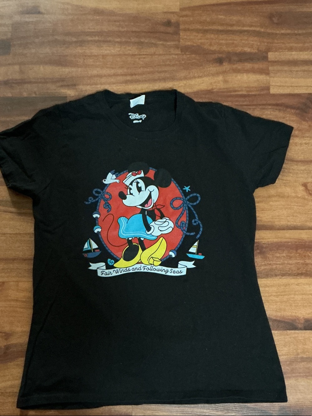 Disney Black Minnie Mouse Graphic Tee Red, Blue Yellow Accents medium women